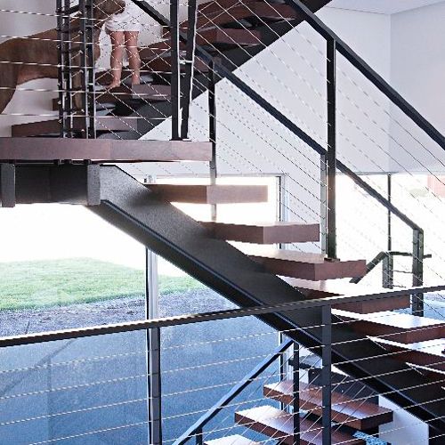 Showcase stair and railing system.  Floating stair