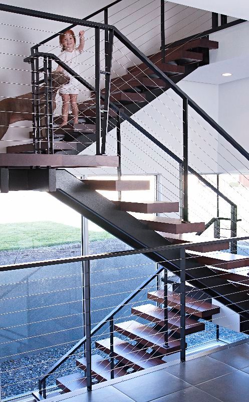 Showcase stair and railing system.  Floating stair