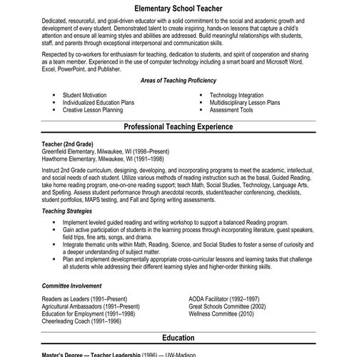 Teacher - Resume Sample