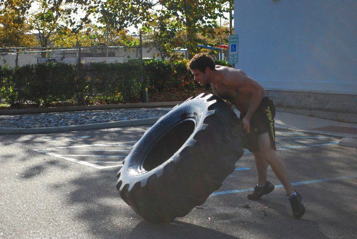 Chandler flipping the tire!