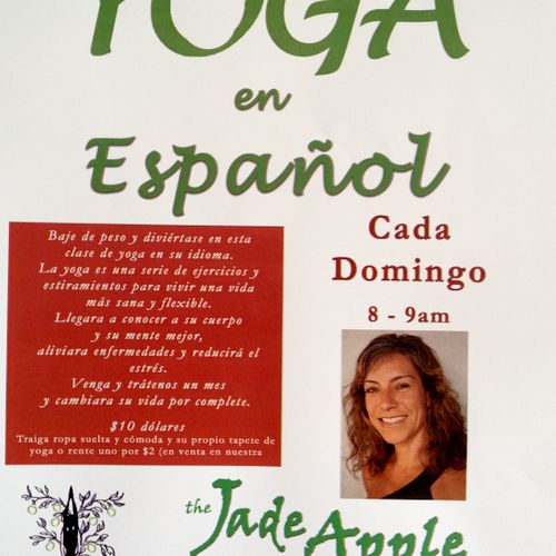 Flyer for a Yoga en Espanol workshop