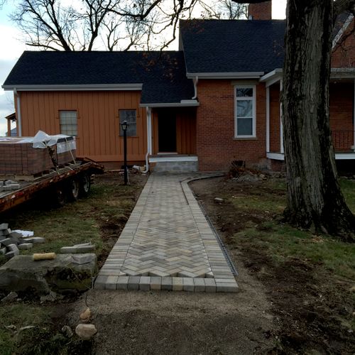 Paver brick walkway (During)