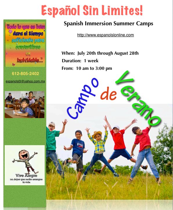 Spanish immersion summer camps 2015