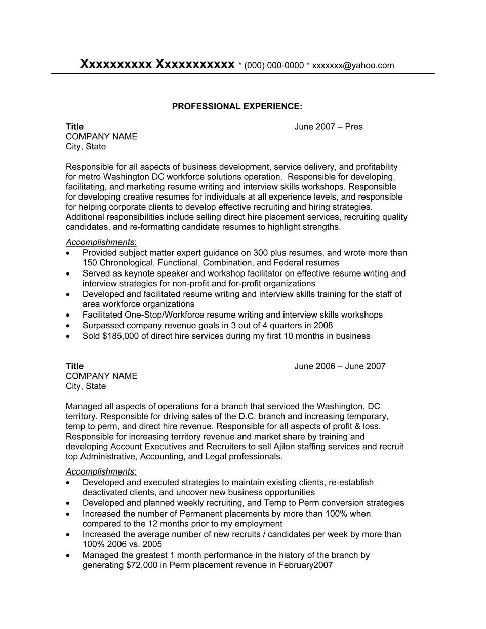 Resume Sample 2