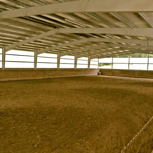 Our beautiful indoor arena, 80' x 180'.