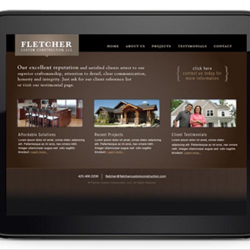 Custom website design for Fletcher Custom Construc