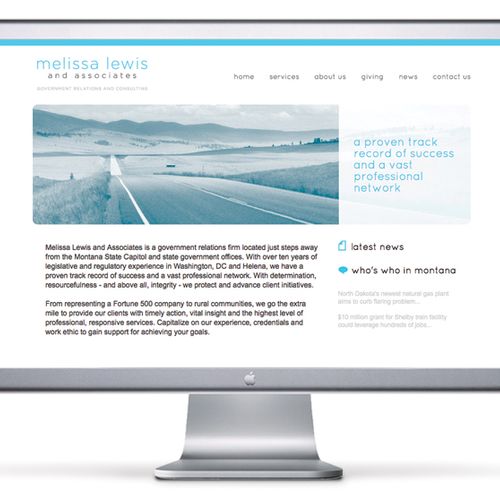 Custom website design for Melissa Lewis and Associ