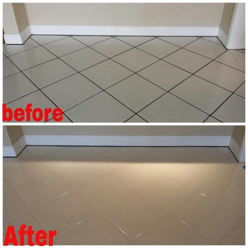 tile and grout cleaning , all grout new color seal