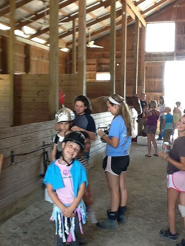 Campers preparing for their drill team presentatio