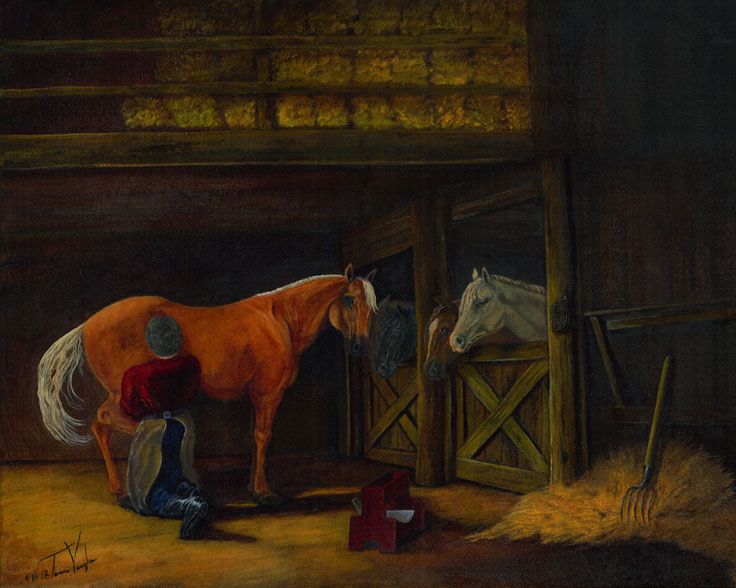 Oil on Canvas 
Title:Sunset Farrier
By: Tammi Vaug