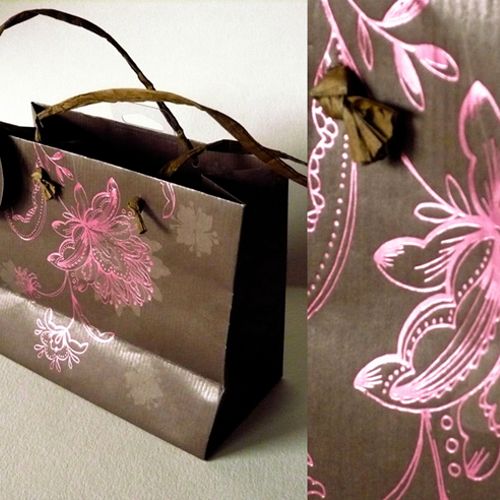 Flower hot stamped gift bag for Target.