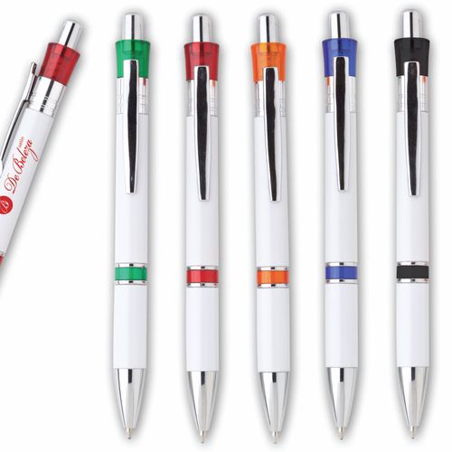 The Alaska pen
Gloss white barrel pen with colored