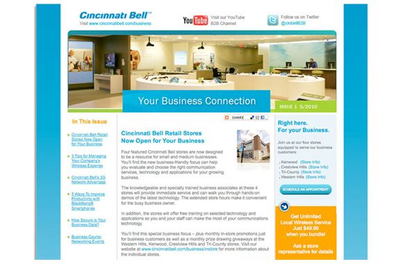 eNewsletter (email and landing page) concepts, des