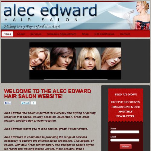 Alec Edward Hair Design Website with Rotating Imag
