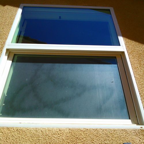 Before and After Window Cleaning. No window is to 