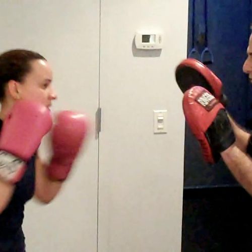Brooklyn, NY client toning with boxing lesson
