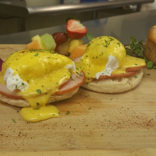 Eggs Benedict, served with a special hollandaise s