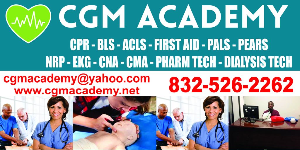 Call CGM Academy for CPR, BLS ACLS and other ECC c