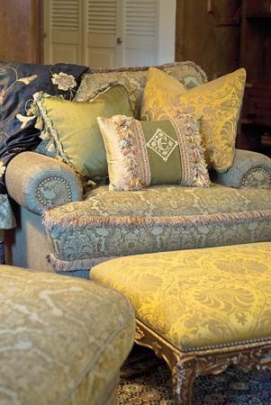 Embroidered Pillow Jacket and pillows.