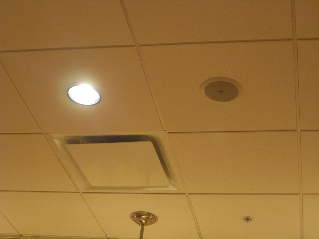 Ceiling speaker installation in mall clothing stor