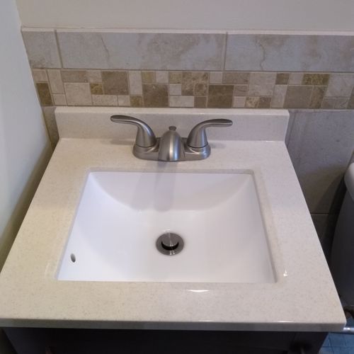 Installation of vanity and faucet