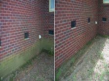 Power washing moldy brick