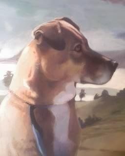Another dog painting this one in acrylic