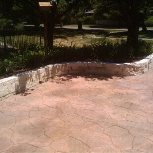 This patio was stamped with a roman slate stamp wi