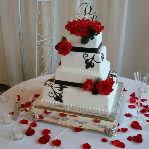 Sugar roses and scrollwork design custom made from