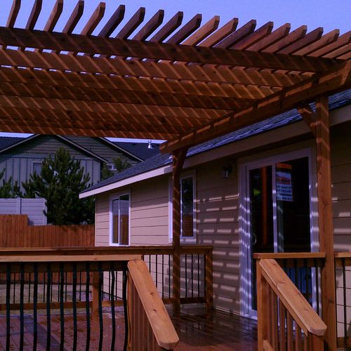 Cedar Pergola for shade and a great place to enter