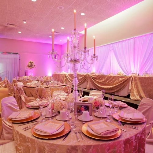 Rent our Crystal Candelabras and Uplighting, they 