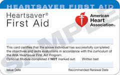 American Heart Association Heartsaver CPR/AED cert