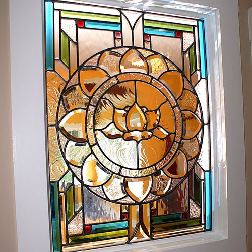 A stained glass window I installed between the sun