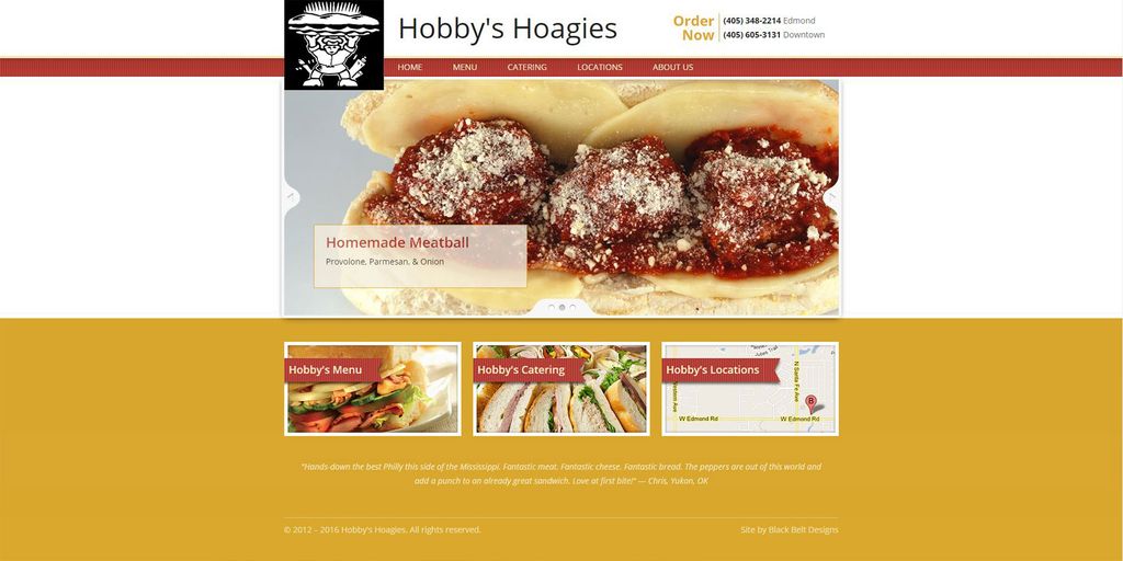 Hobby's Hoagies website