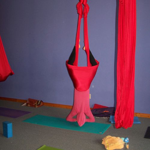 aerial yoga:  inversions and relaxing in a cocoon.