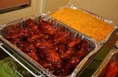 Barbecue wings and Yellow rice trays