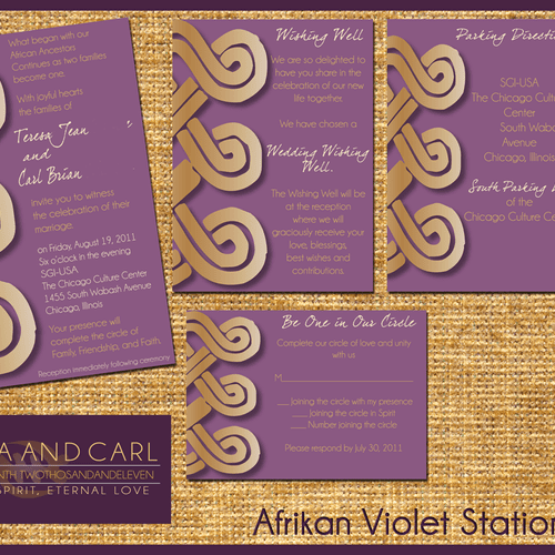 Custom Afrikan wedding invitation designed for a b