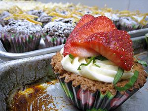 White Chocolate Cupcake with Strawberry and Basil