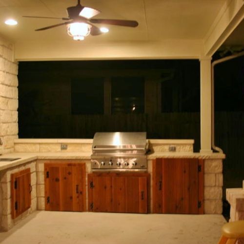 Patio addition with built in kitchen area.