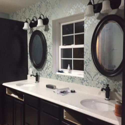 Master bath project. Design, wall paper, paint and