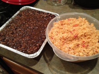 homemade black beans and spanish rice