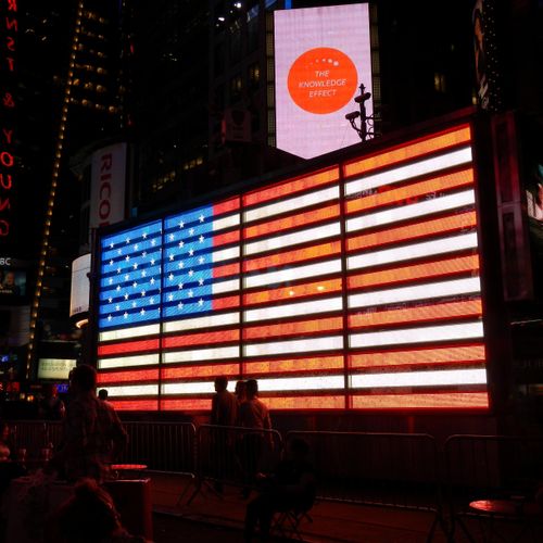 American Flag at night in New York City