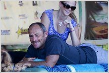 Dacia massaging at the Triple Crown of Surfing con