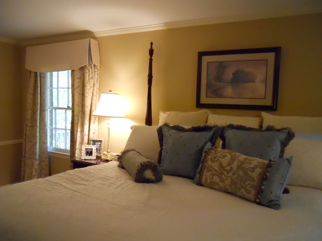 This bedroom went from Hunter green paisly from th