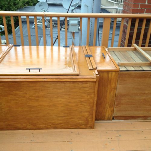 Installed new hot tub and custom cabinet on roof t