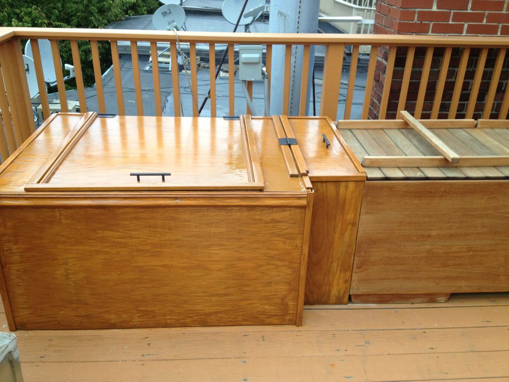 Installed new hot tub and custom cabinet on roof t