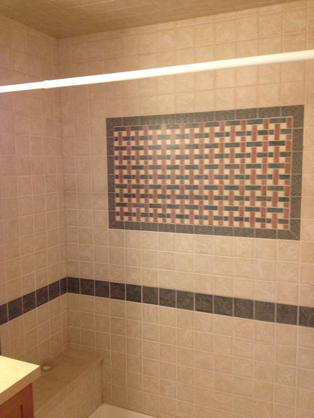 Natick, MA bathroom tile. Redone, both the floor, 
