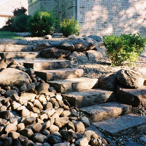 Natural stone steps