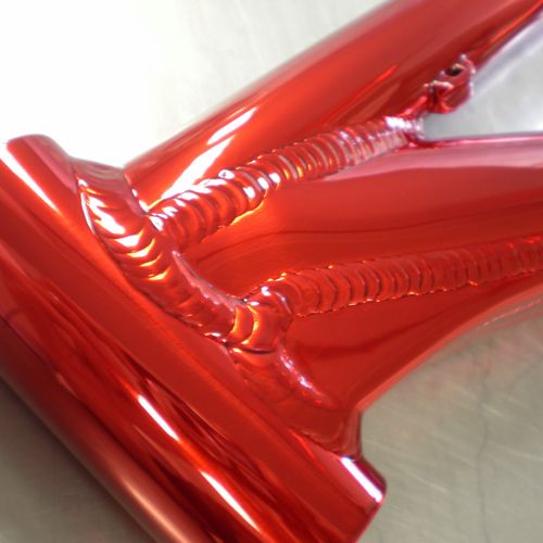 Candy red bicycle frame.