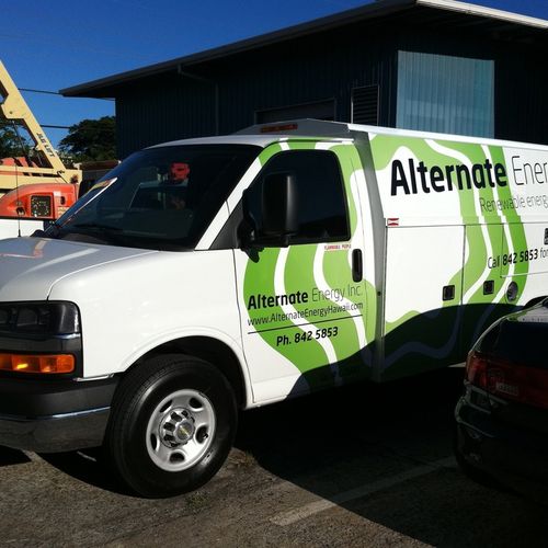 The Alternate Energy truck during a solar install